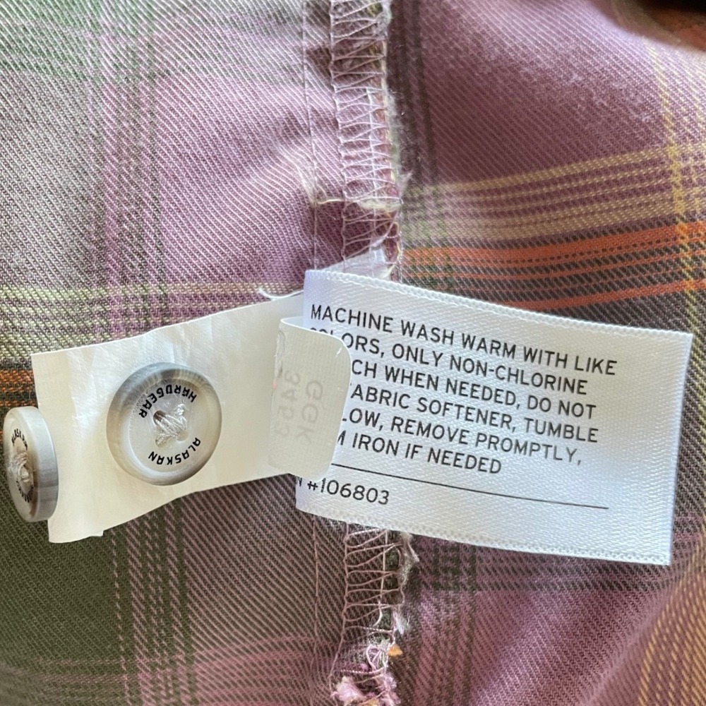 Alaskan Hardgear Button Up Shirt Men Large Purple Plaid Wool Blend Rugged Hiking - Picture 8 of 11